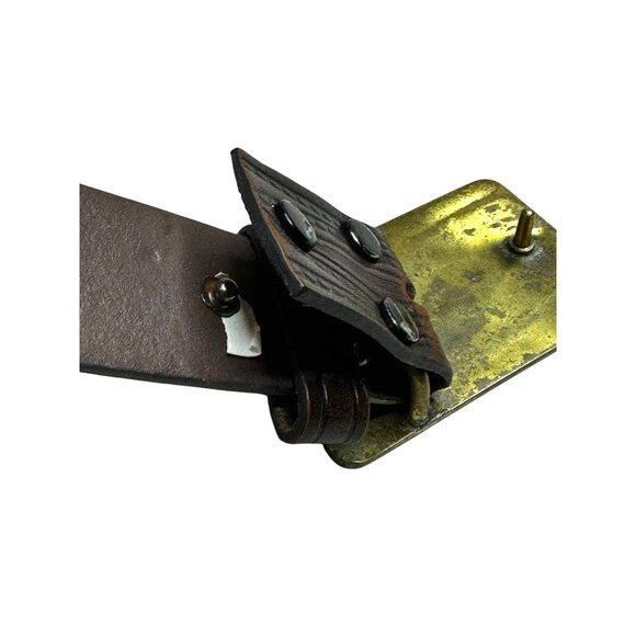Vintage Wrangler Mowogo Lodge Brass Buckle Brown & Black Tooled Detachable Leath - Picture 9 of 11